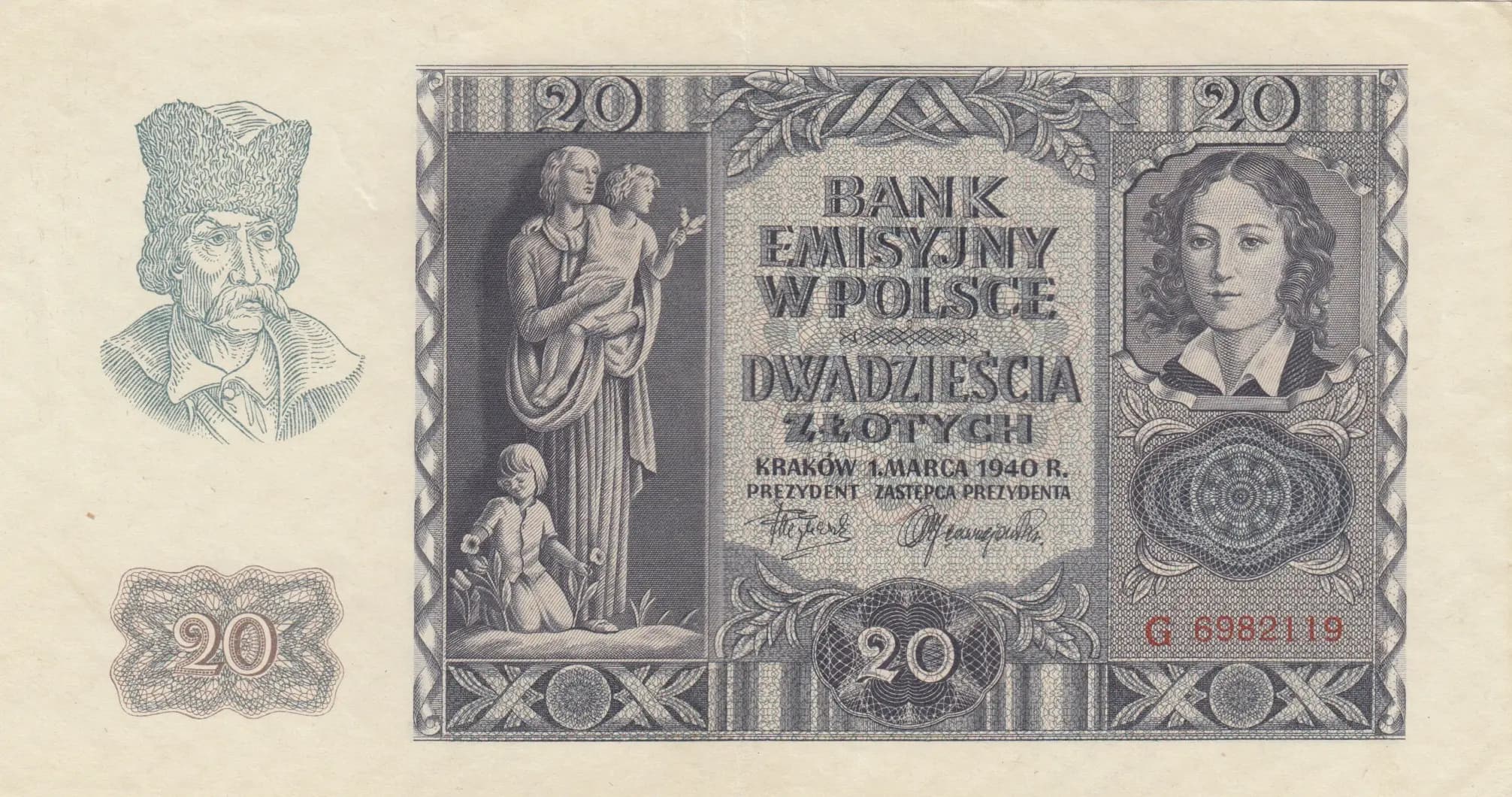 20 zlotych 1940 from Poland, P-95 (1940) — image 1