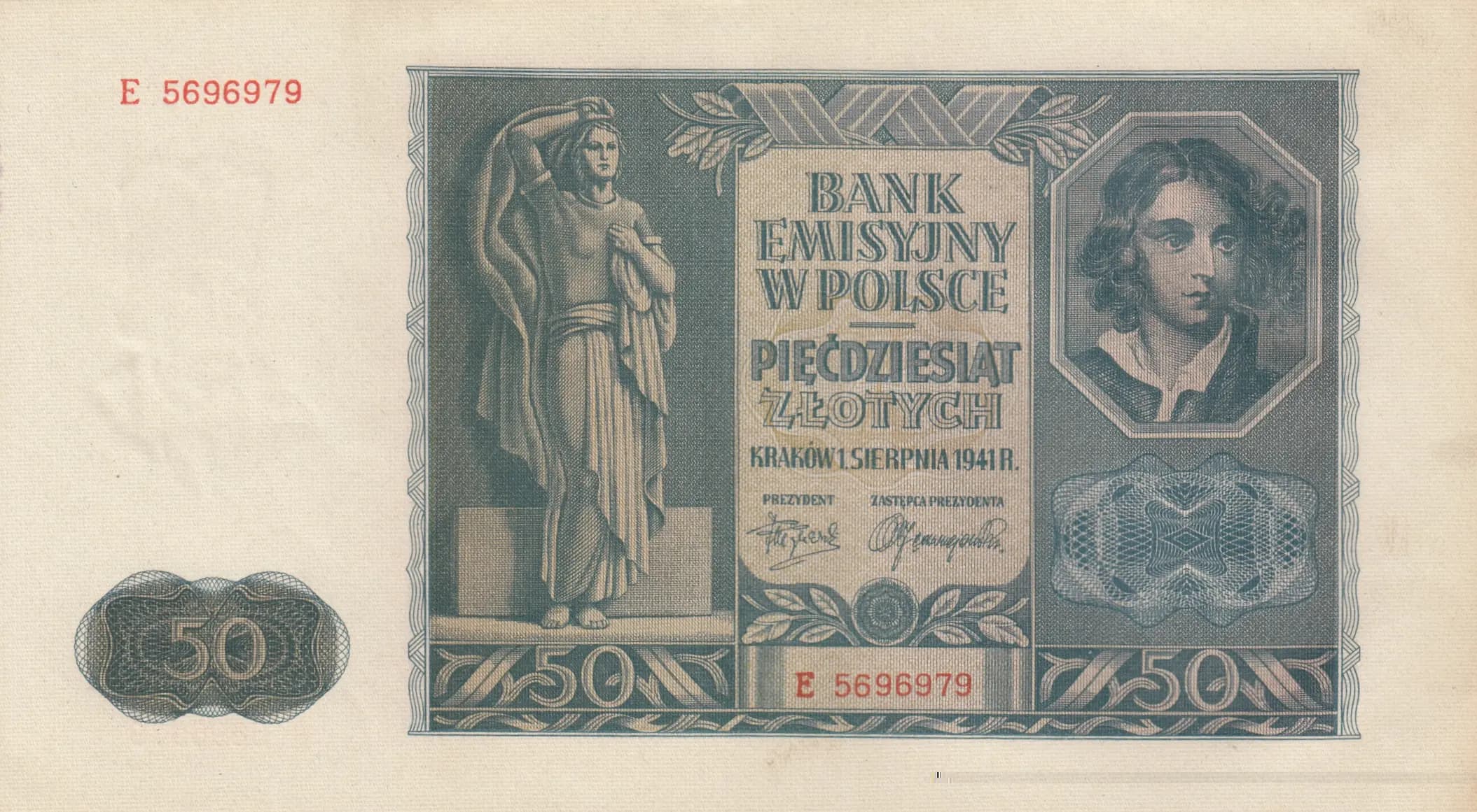 50 zlotych 1941 from Poland, P-102