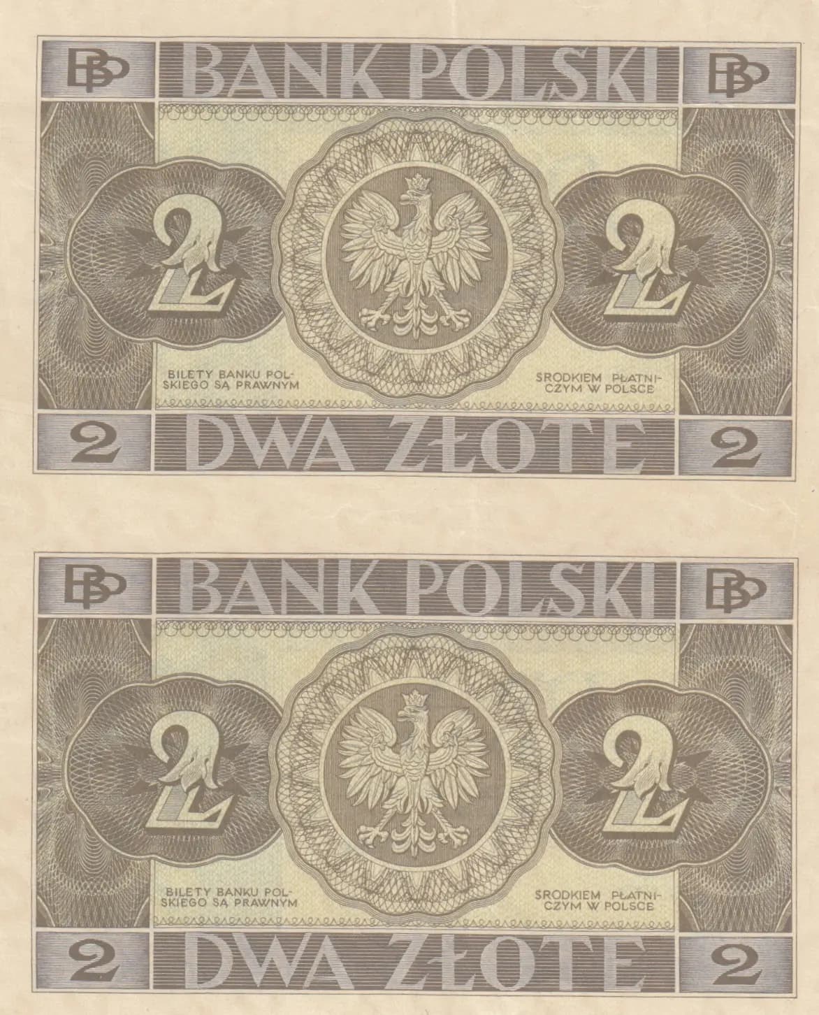 2 zlote 1936 uncut pair from Poland, P-76 (1936) — image 2