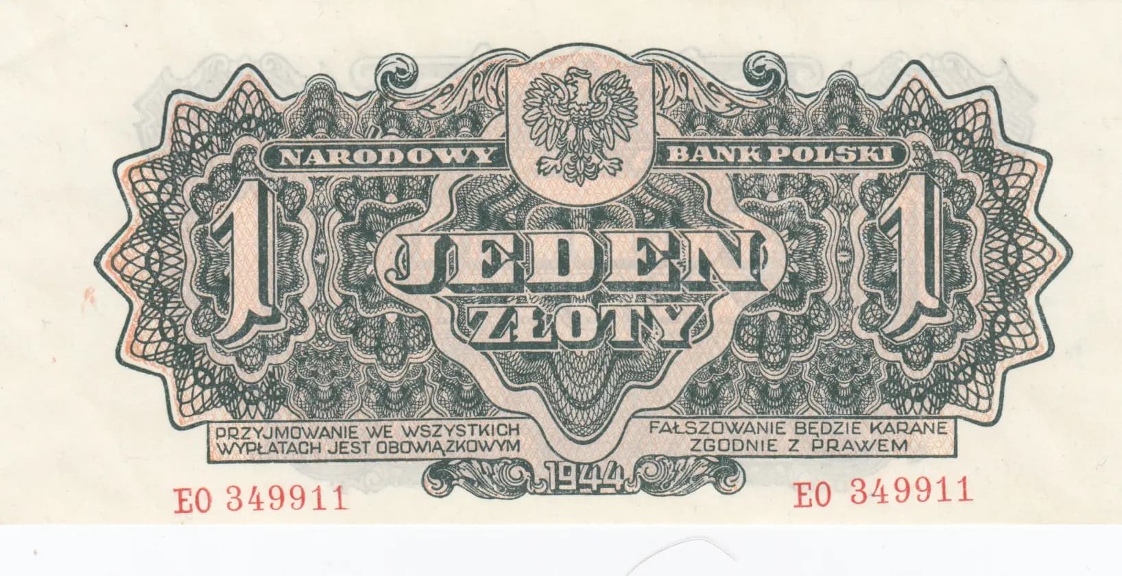 1 zloty 1944 from Poland, P-105a (1944) — image 1