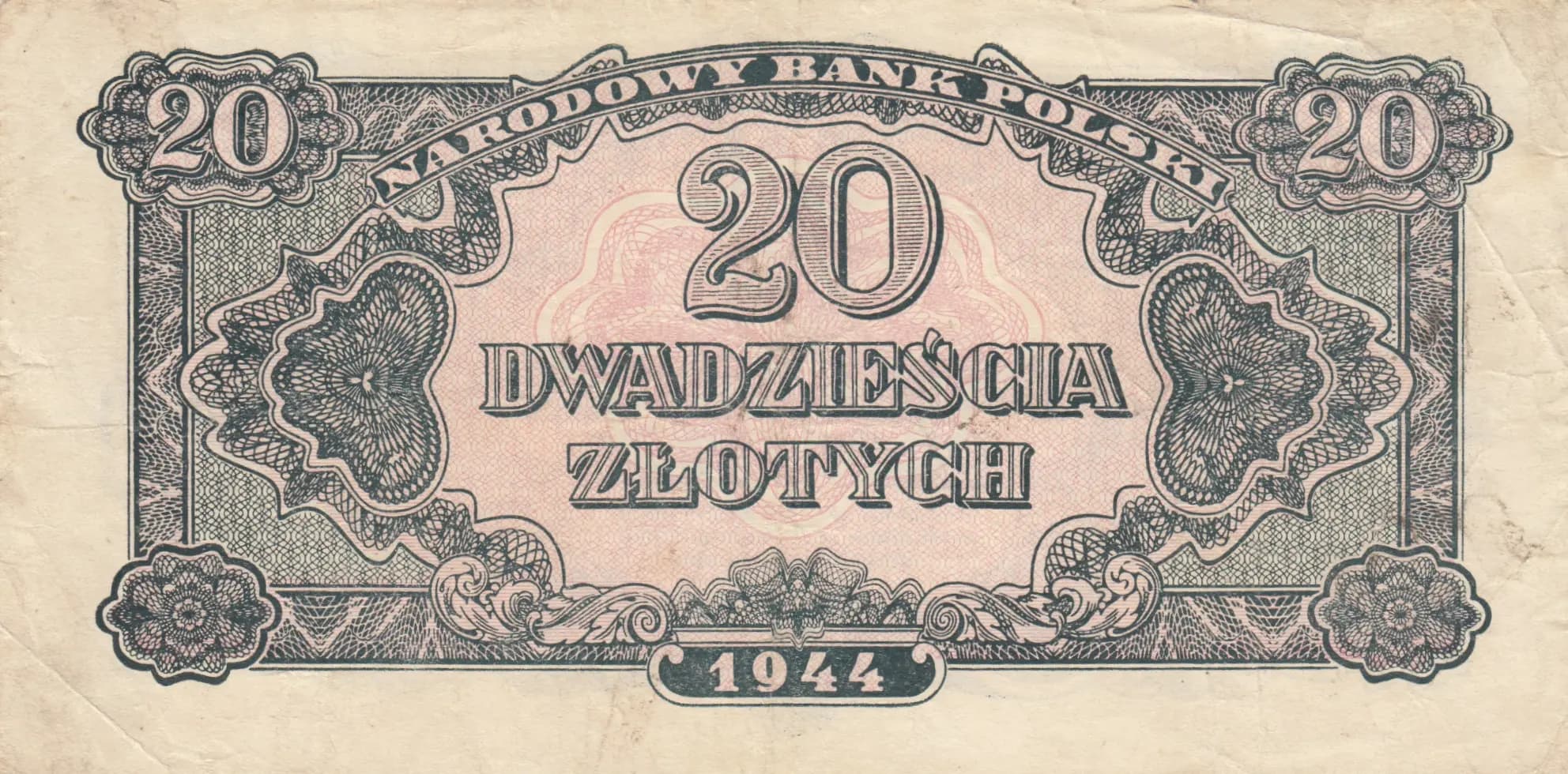 20 zlotych 1944 from Poland, P-113a (1944) — image 2