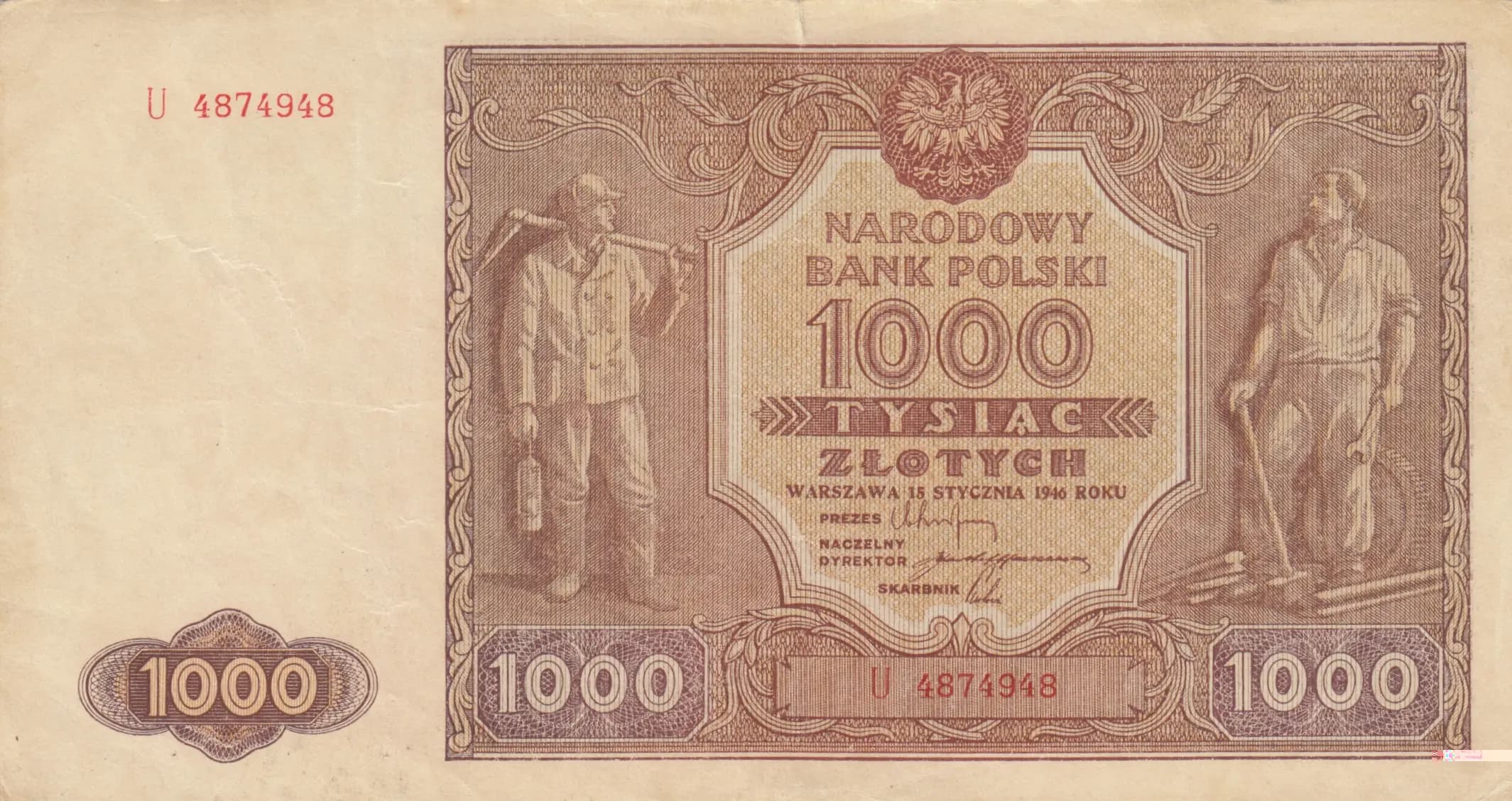 100 zlotych 1946 from Poland, P-122