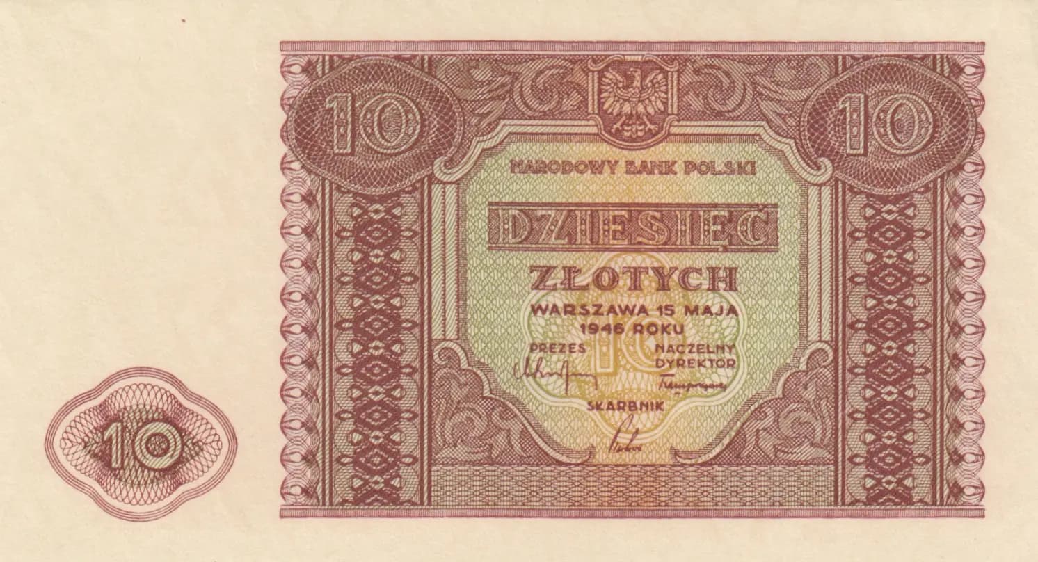 10 zlotych 1946 from Poland, P-126 (1946) — image 2