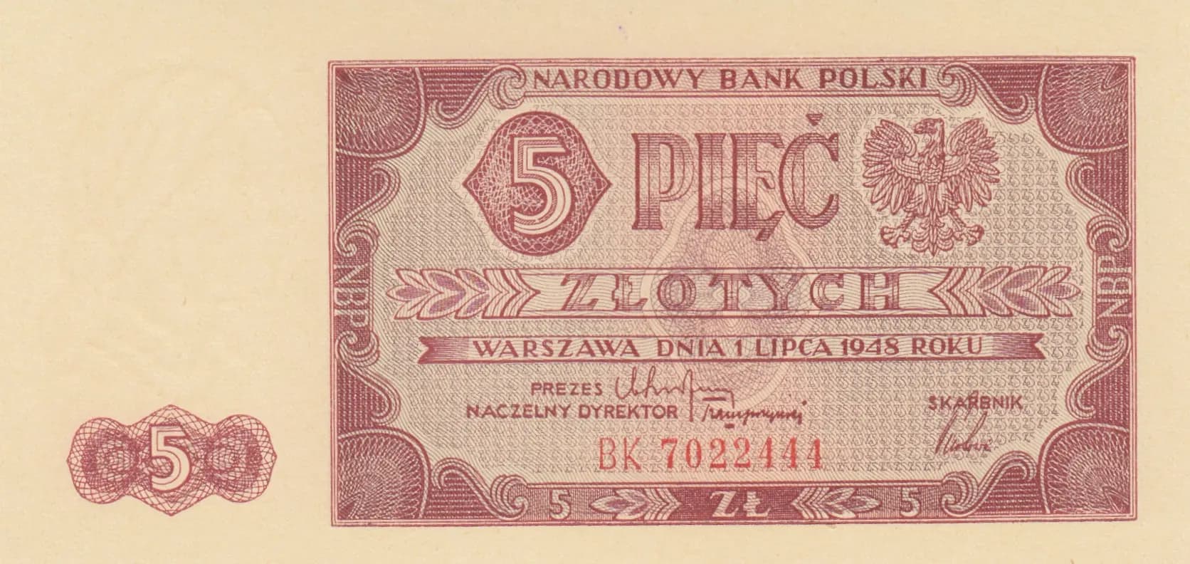 5 zlotych 1948 from Poland, P-135 (2) (1948) — image 1