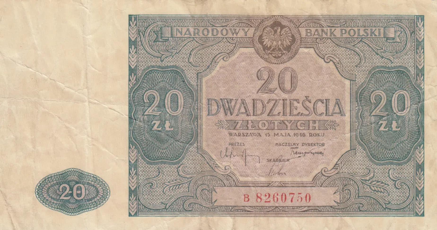 20 zlotych 1946 from Poland, P-127 (1946) — image 1