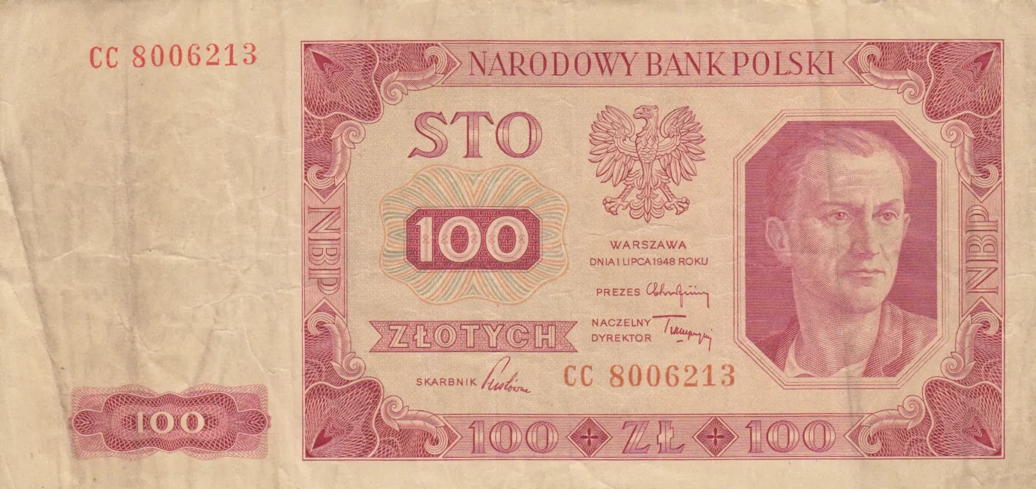 100 zlotych 1948 from Poland, P-139a (1948) — image 1