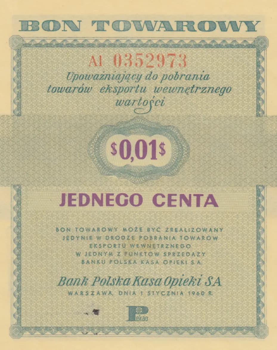 1 cent 1960 from Poland, P-FX1 (1960) — image 1