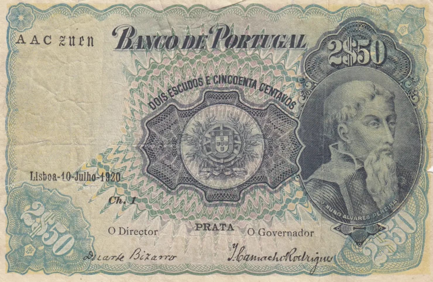 2,50 escudos 1920 from Portugal, P-119 (1920) — image 1