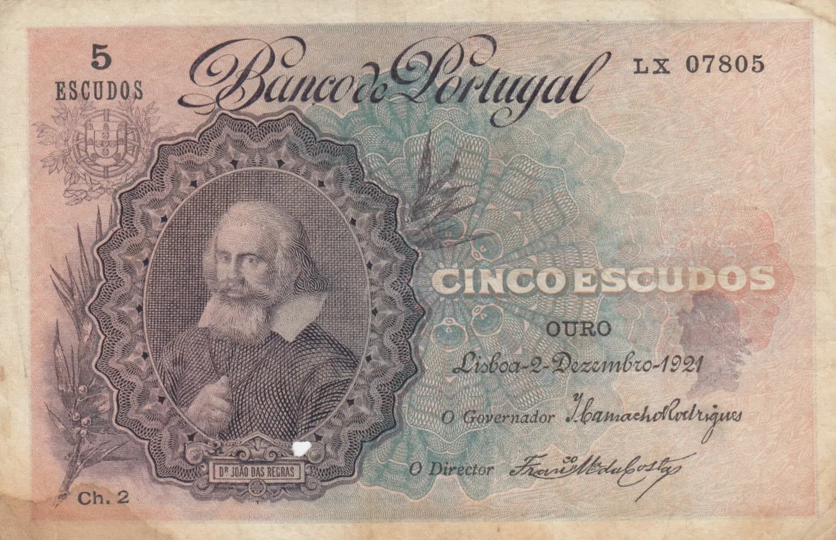 5 escudos 1920 from Portugal, P-120