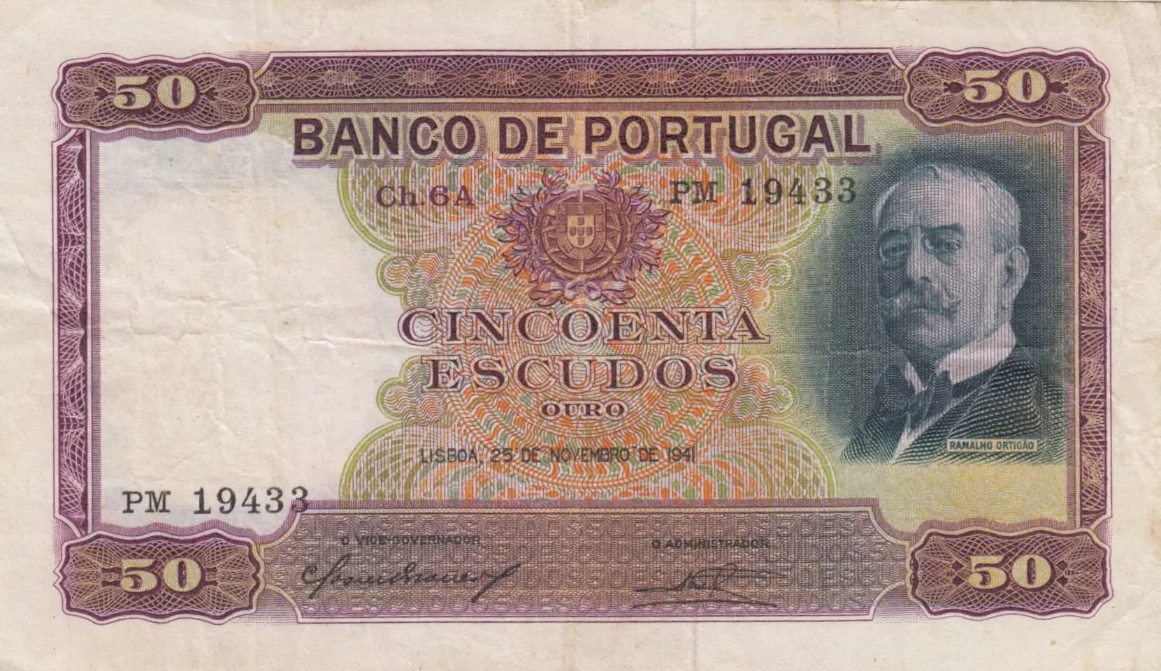 50 escudos 1941 from Portugal, P-154 (1941) — image 1