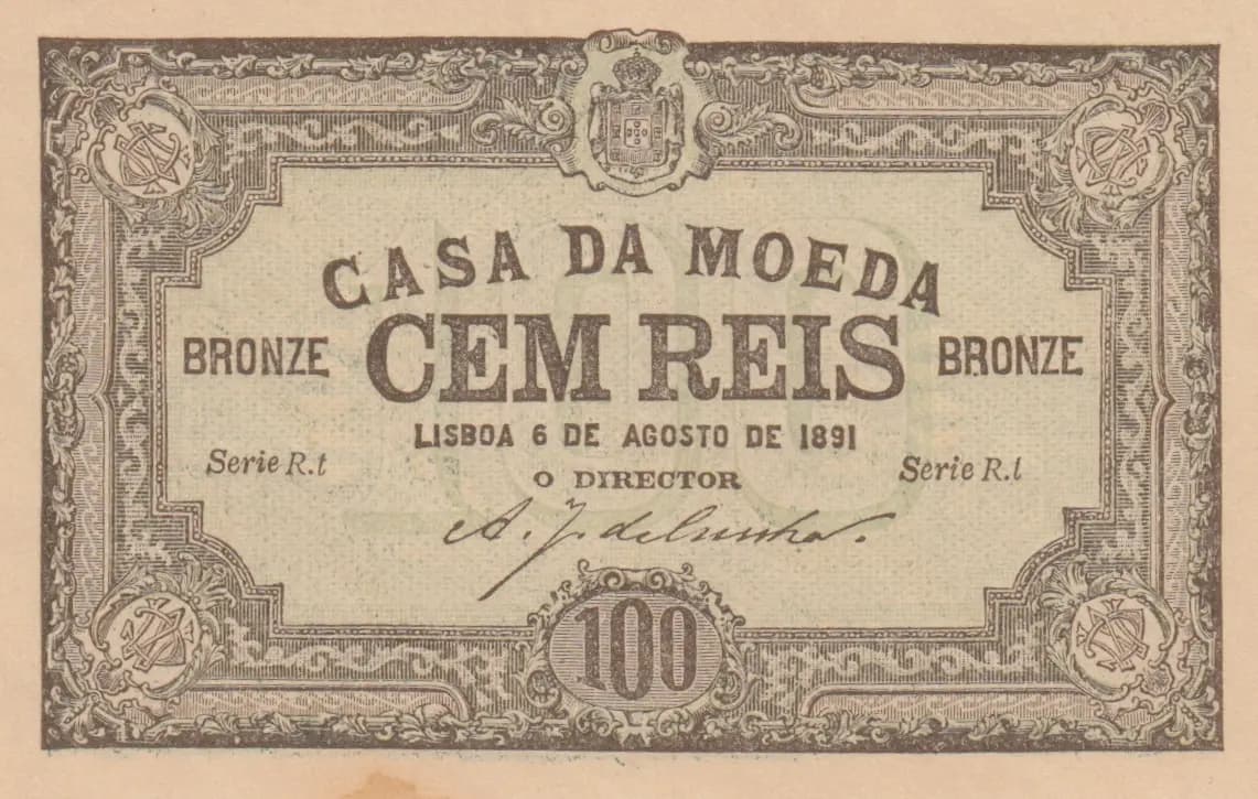 100 reis 1891 from Portugal, P-89