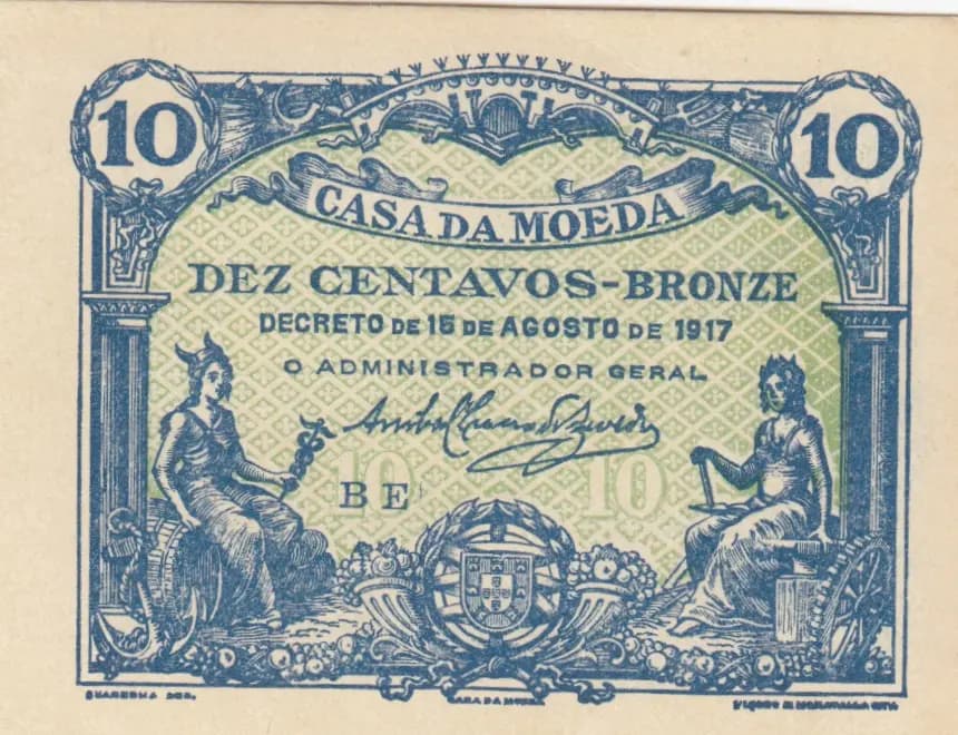 10 centavos 1917 from Portugal, P-95c