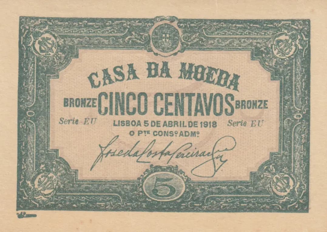 5 centavos 1918 from Portugal, P-97