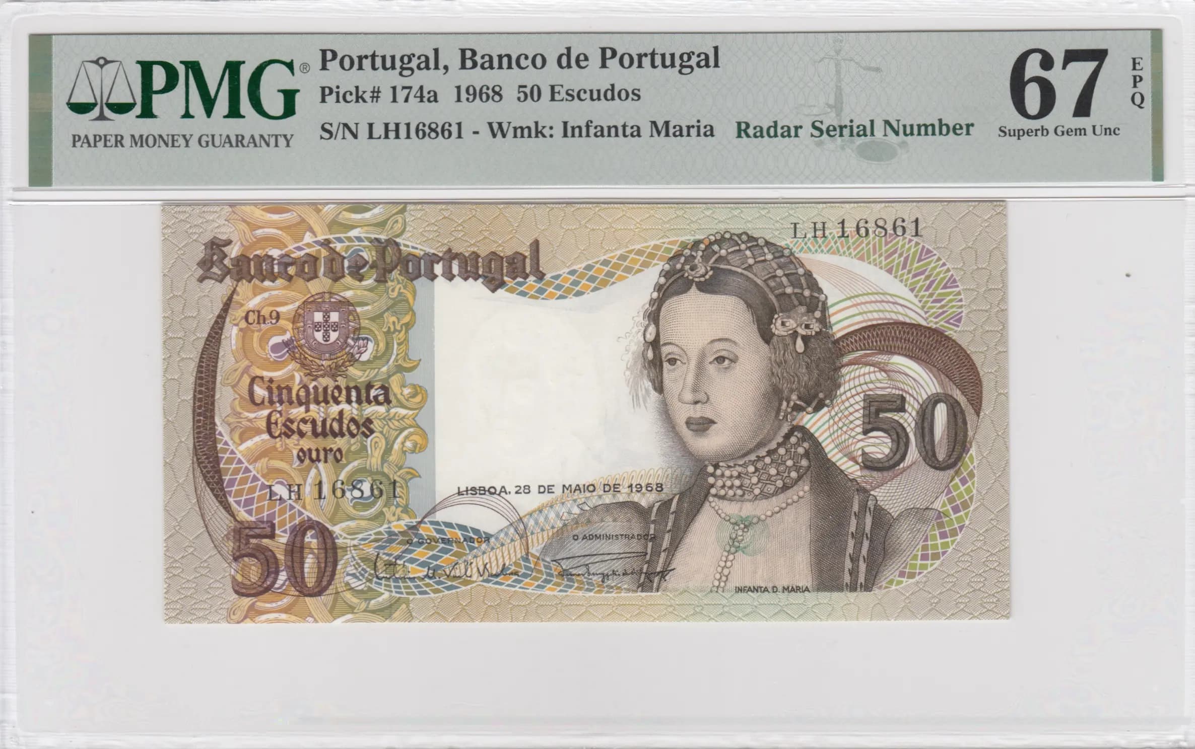 50 escudos 1968 from Portugal, P-174a