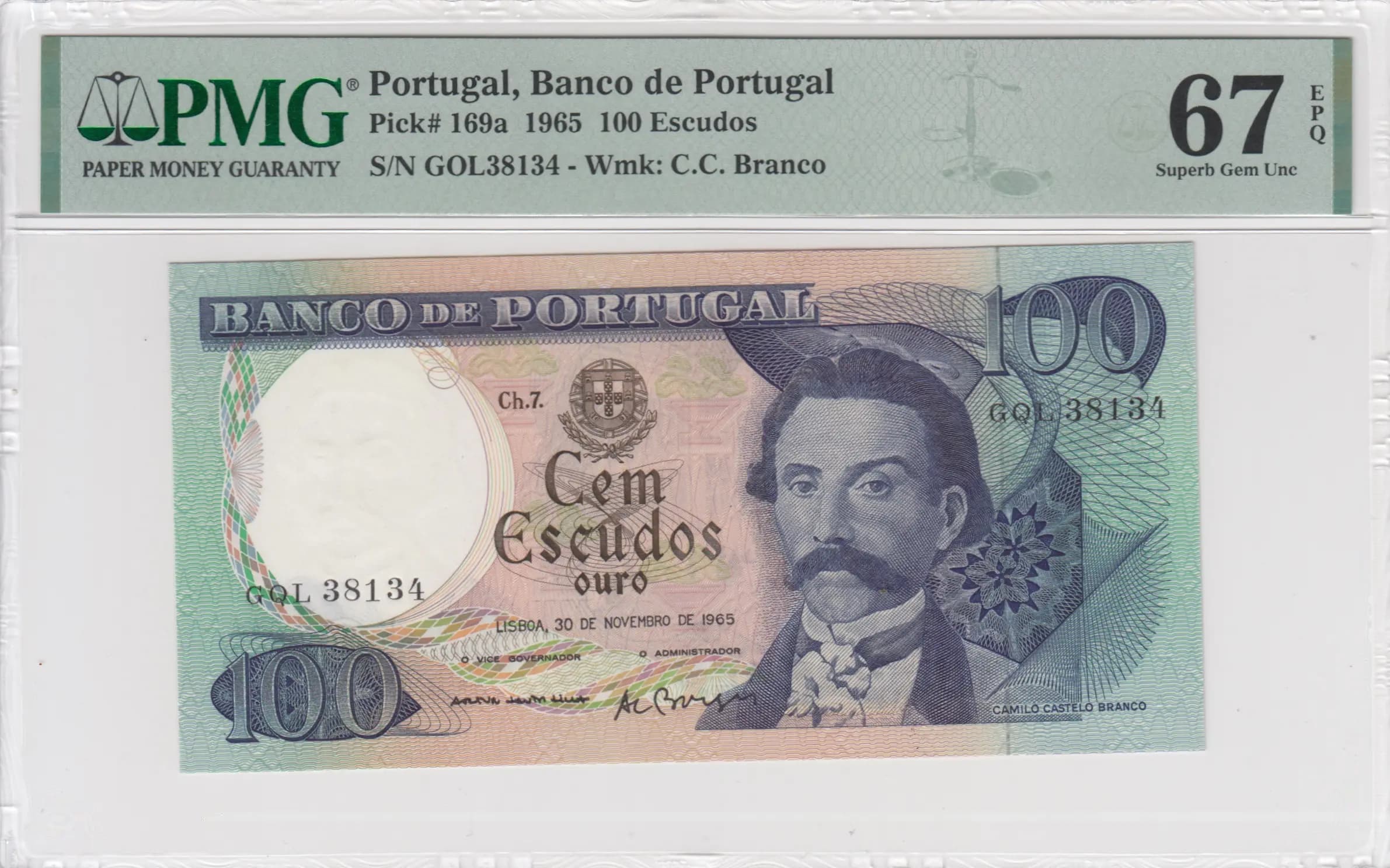 1000 escudos 1965 from Portugal, P-169a(21)