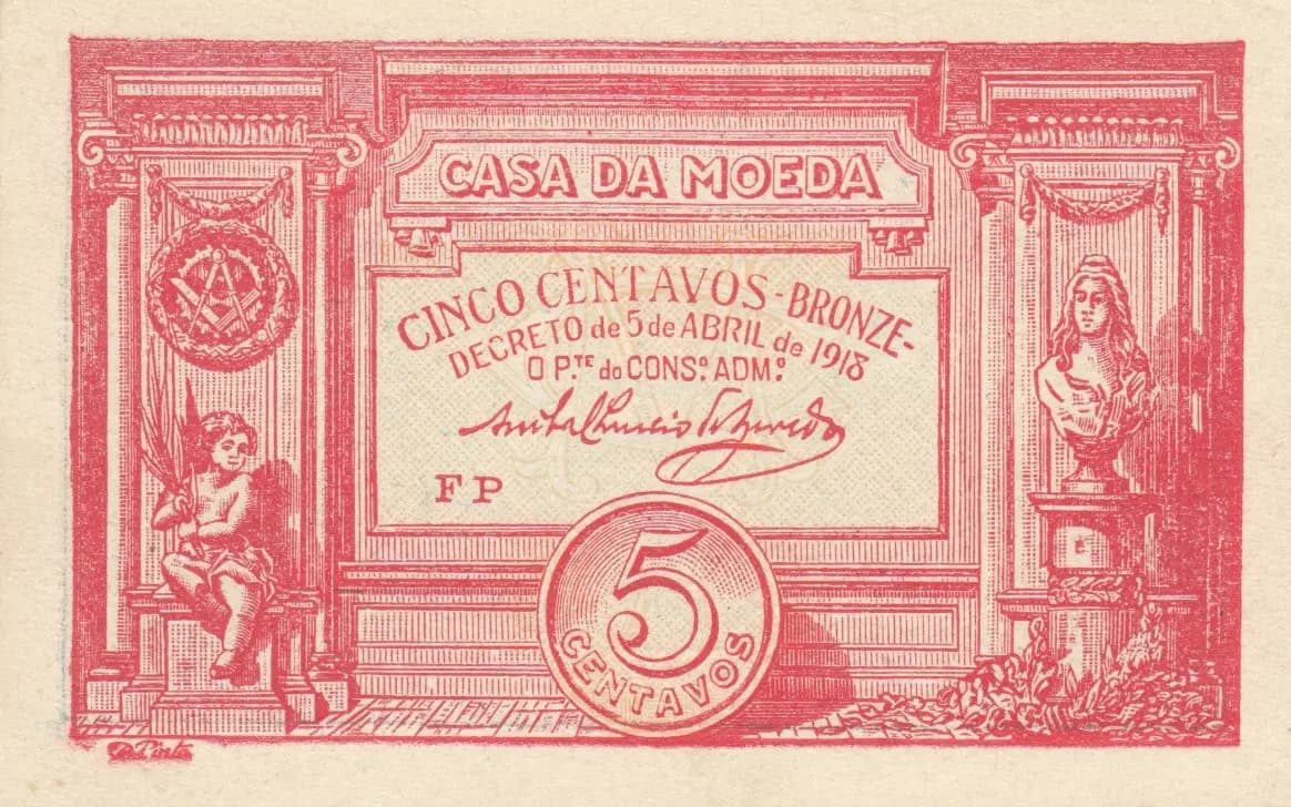 5 centavos 1918 from Portugal, P-98