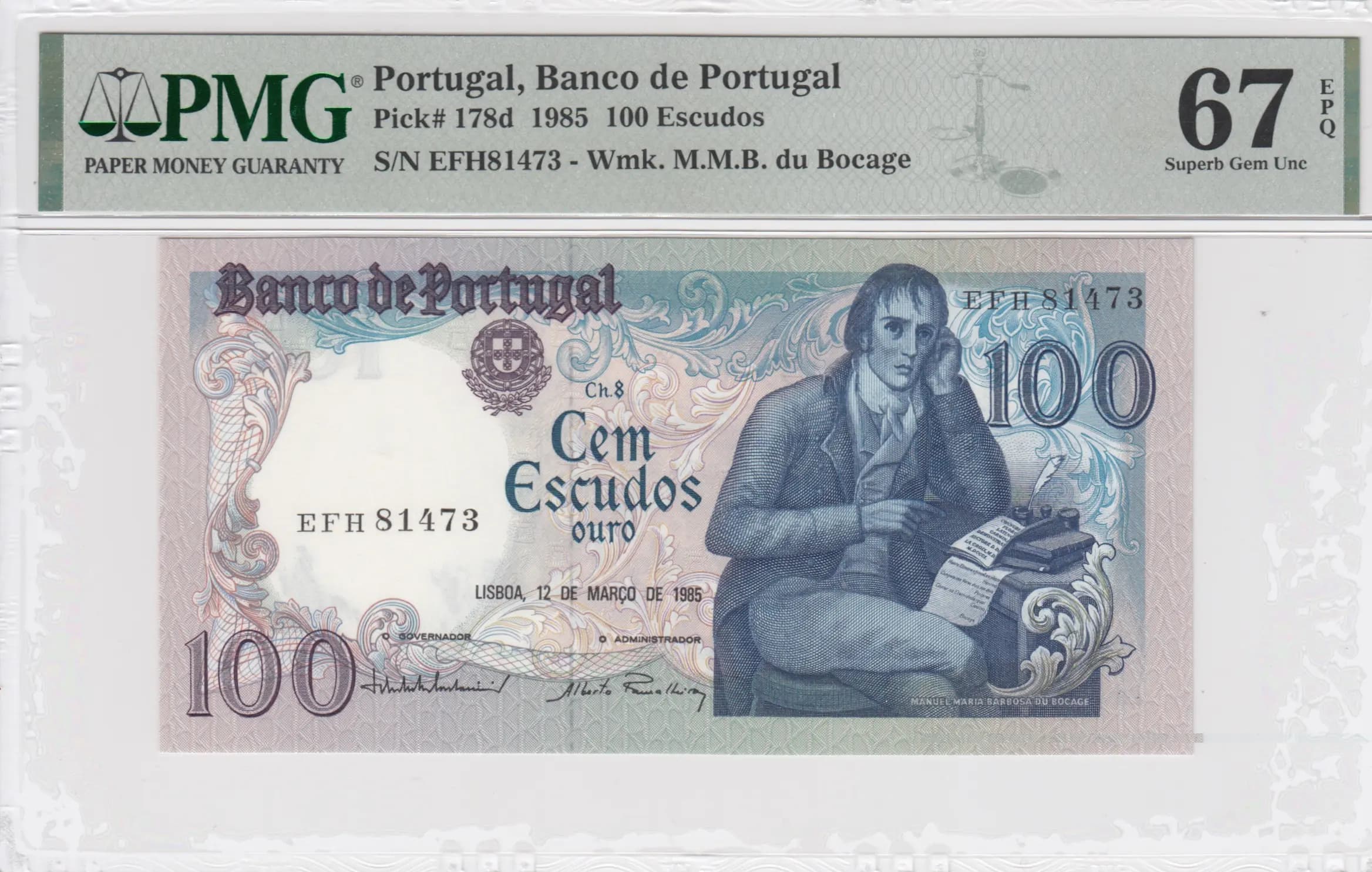 100 escudos 1985 from Portugal, P-178d