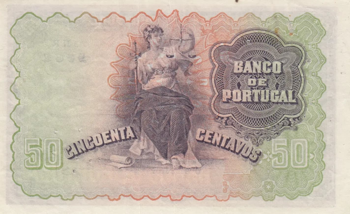 50 centavos 1918 from Portugal, P-112a (1918) — image 2