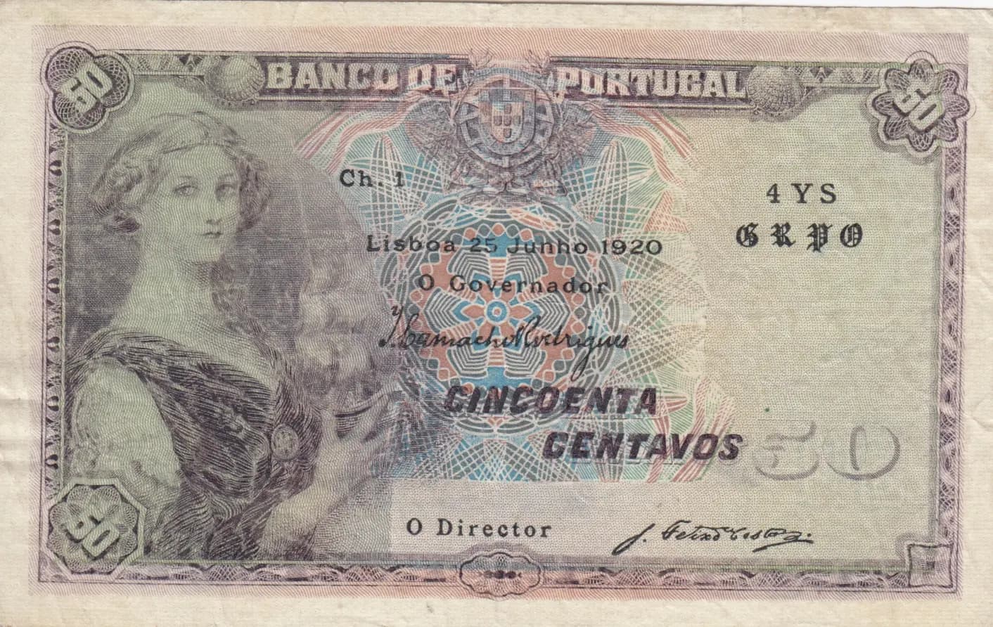 50 centavos 1920 from Portugal, P-112b