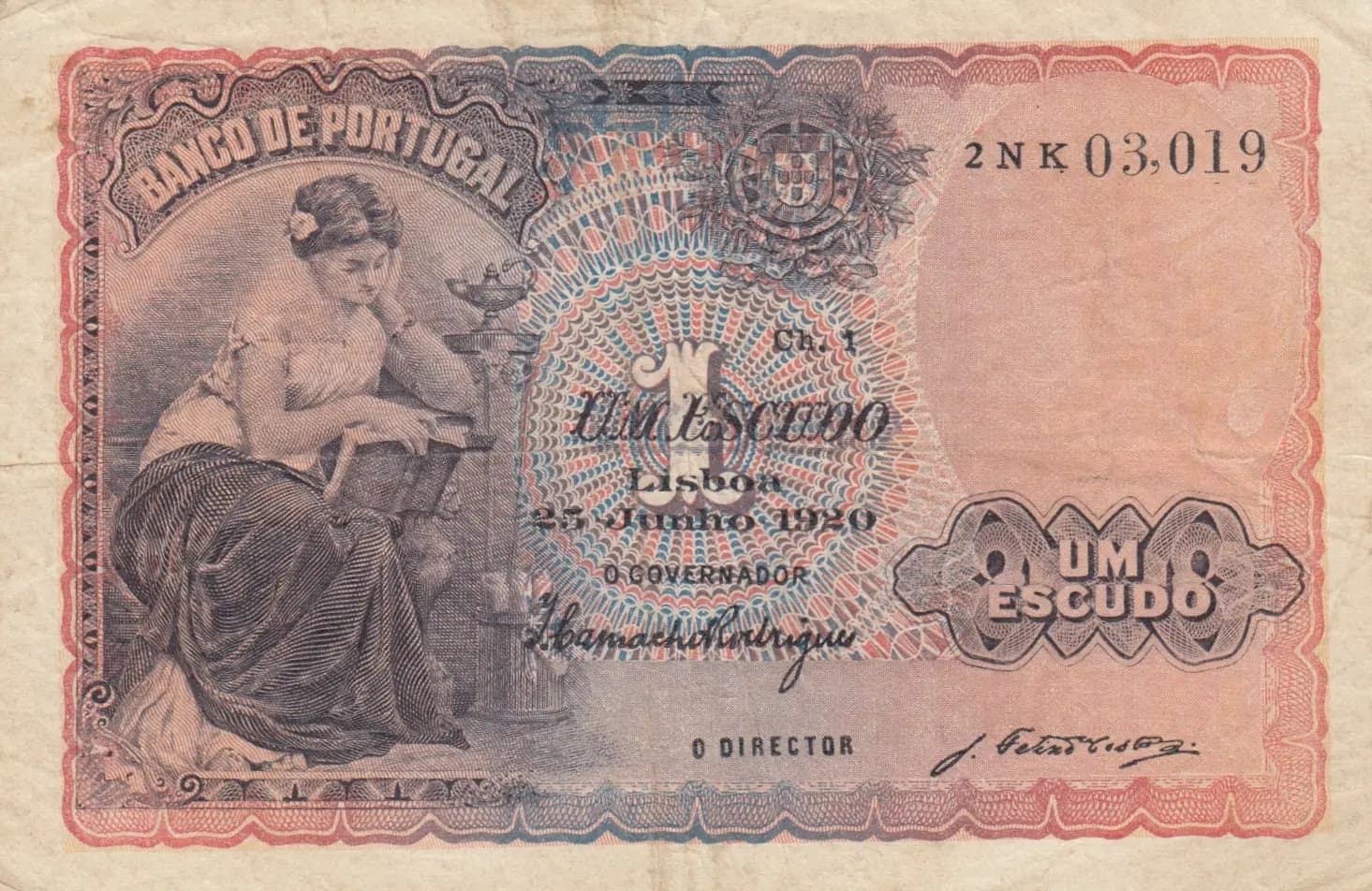 1 escudo 1920 from Portugal, P-113a