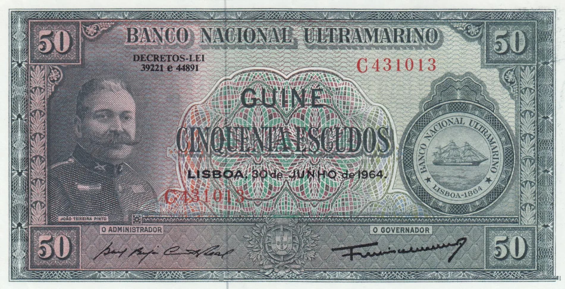 50 escudos 1964 from Portuguese Guinea, P-40