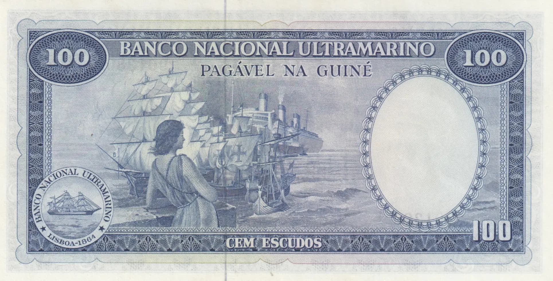 100 escudos 1971 from Portuguese Guinea, P-45 (1971) — image 2