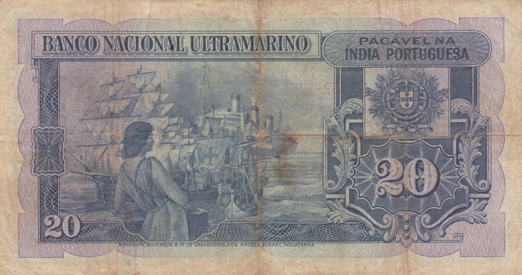 20 rupias 1945 from Portuguese India, P-37 (1945) — image 2