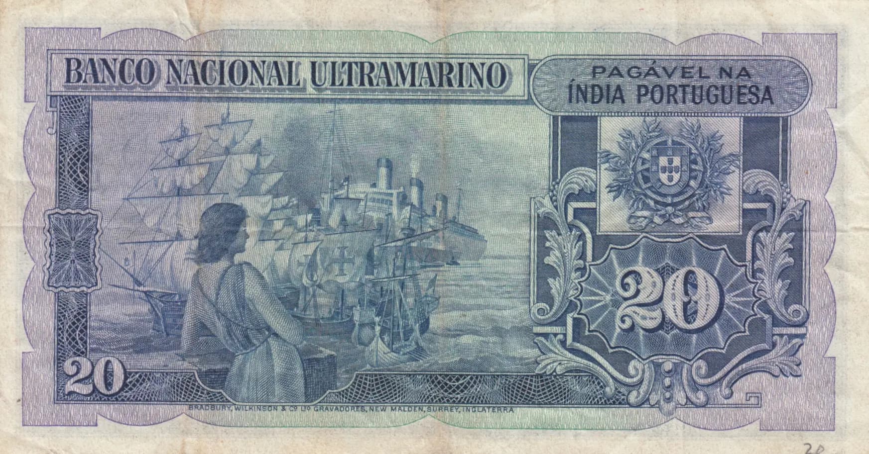 20 rupias 1945 from Portuguese India, P-37 (1945) — image 2