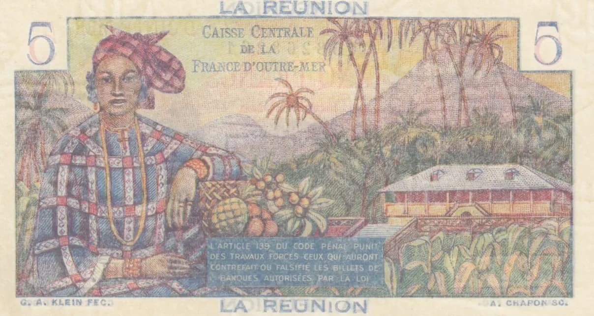 5 francs 1947 from Reunion, P-41 (1947) — image 2
