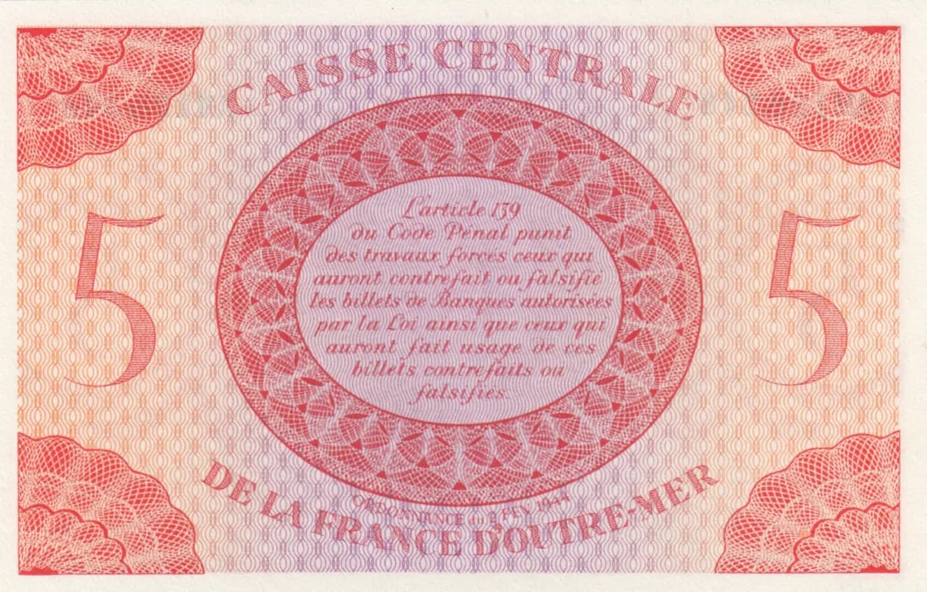 5 francs 1944 from Reunion, P-36 (1944) — image 2
