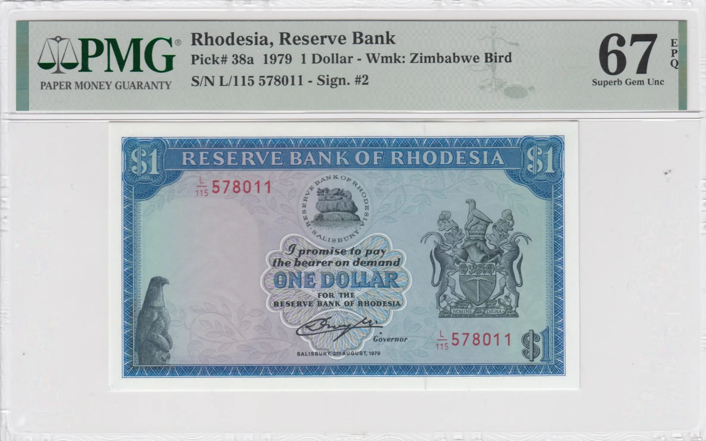 1 dollar 1979 from Rhodesia, P-38a (1979) — image 1