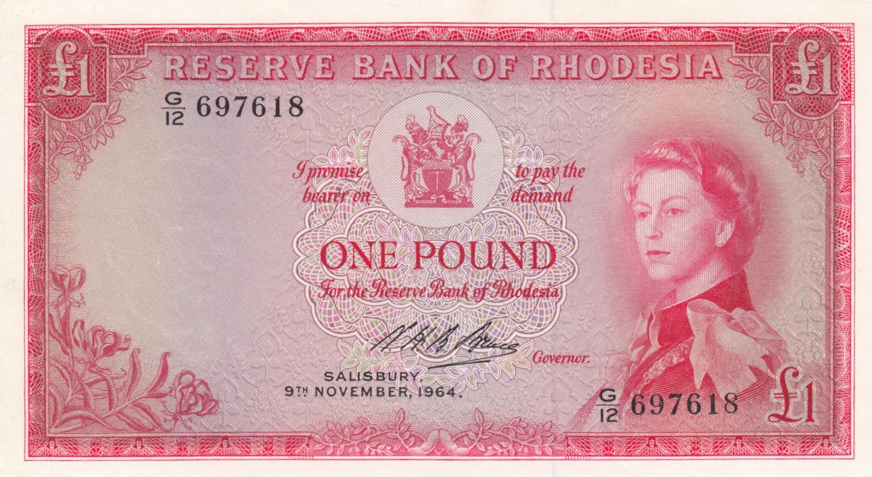 1 pound 1964 from Rhodesia, P-25