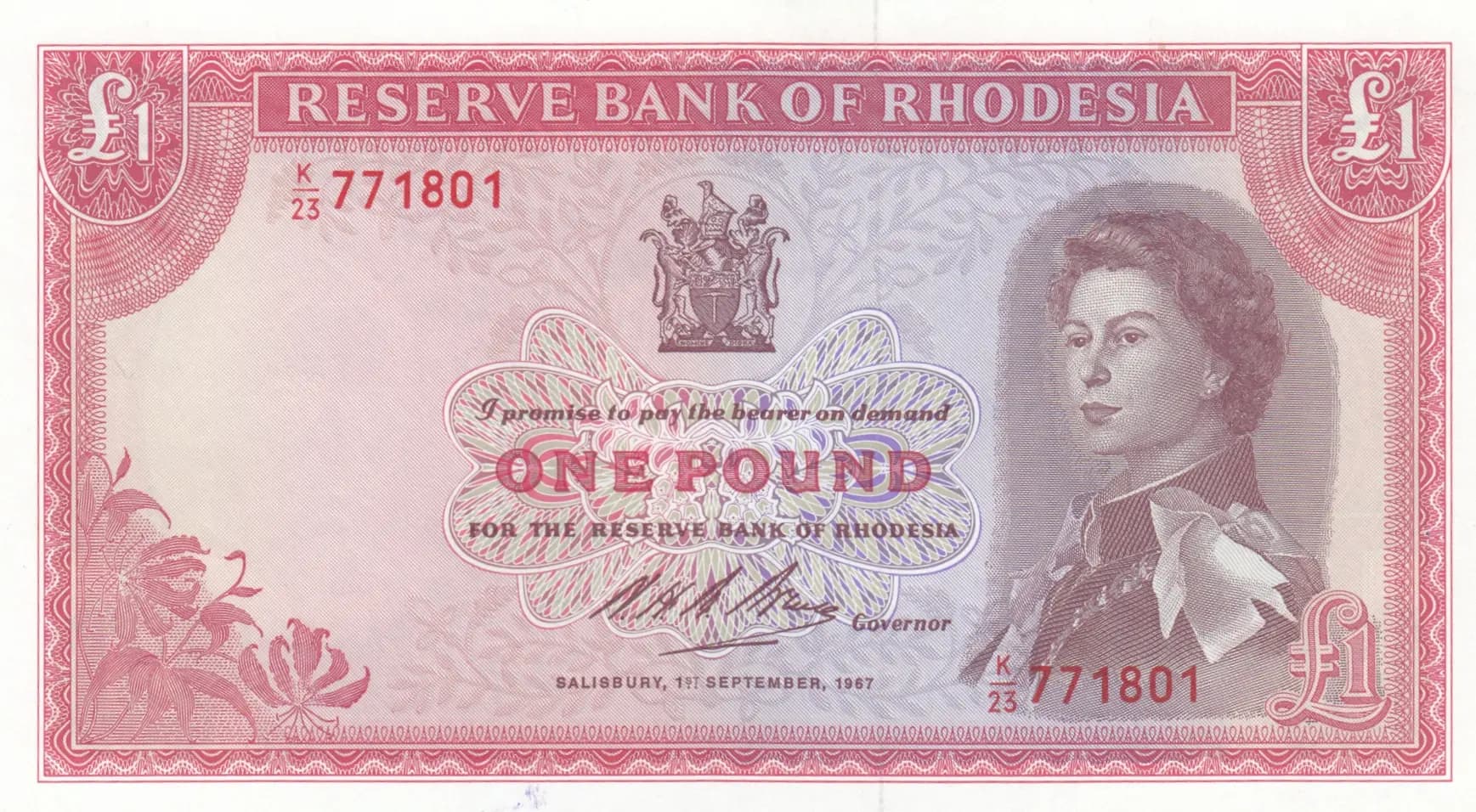 1 pound 1967 from Rhodesia, P-28b