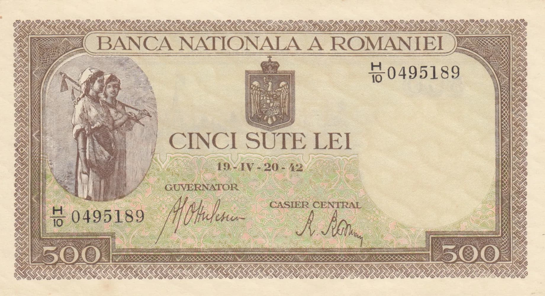 500 lei 1942 from Romania, P-51