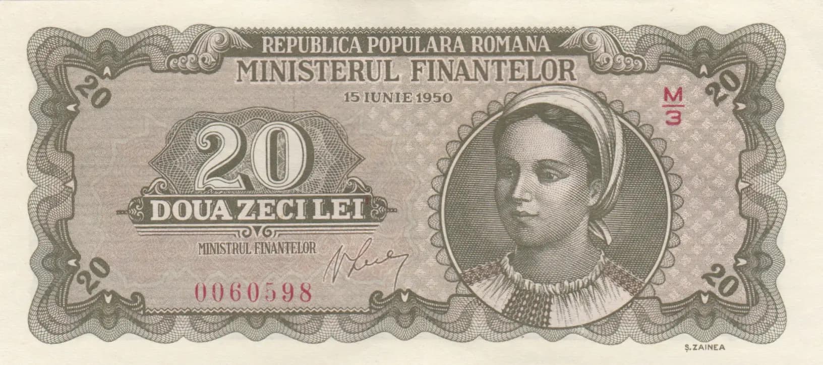 20 lei 1950 from Romania, P-84 (1950) — image 1