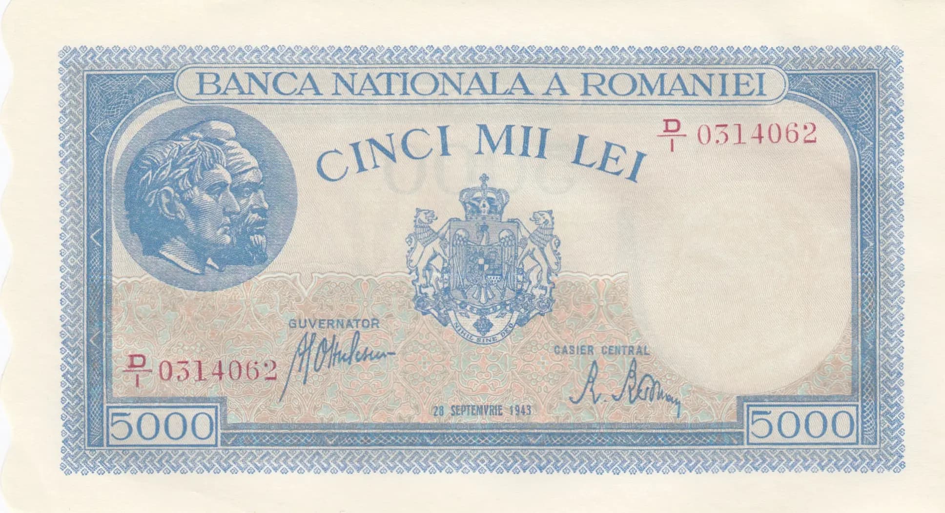 5000 lei 1943 from Romania, P-55 (1943) — image 1