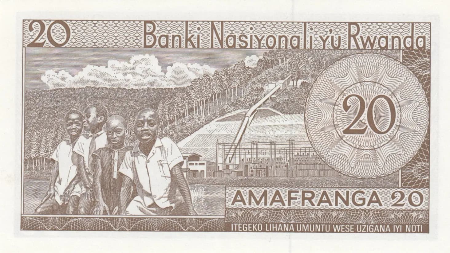 20 francs 1965 from Rwanda, P-6b (1965) — image 2