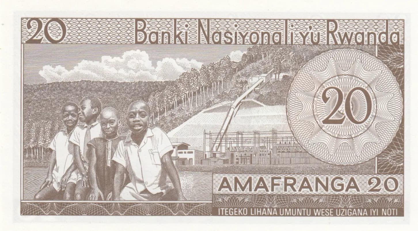20 francs 1976 from Rwanda, P-6e (1976) — image 2