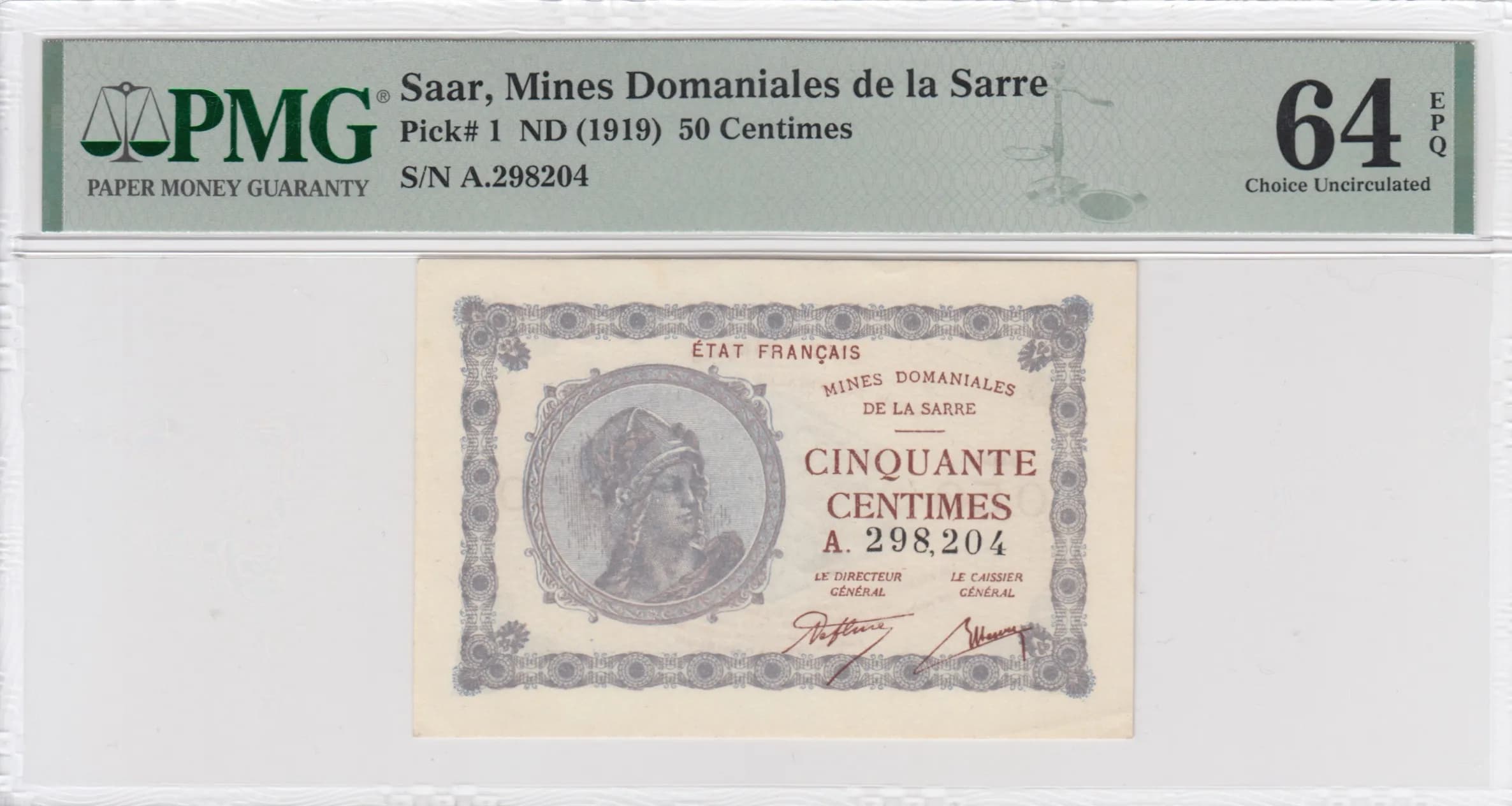 50 centimes 1919 from Saar, P-1 (1919) — image 1