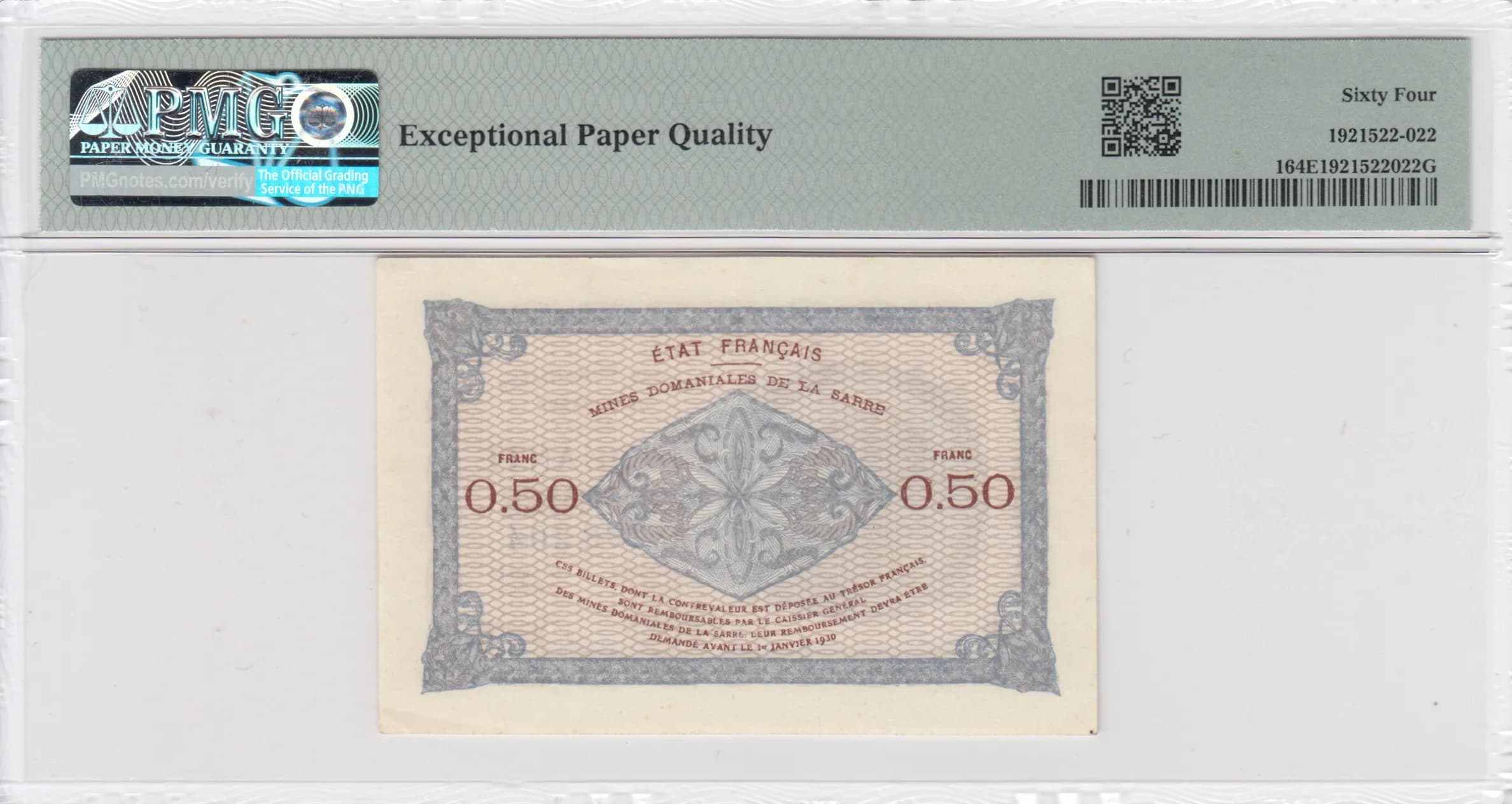 50 centimes 1919 from Saar, P-1 (1919) — image 2