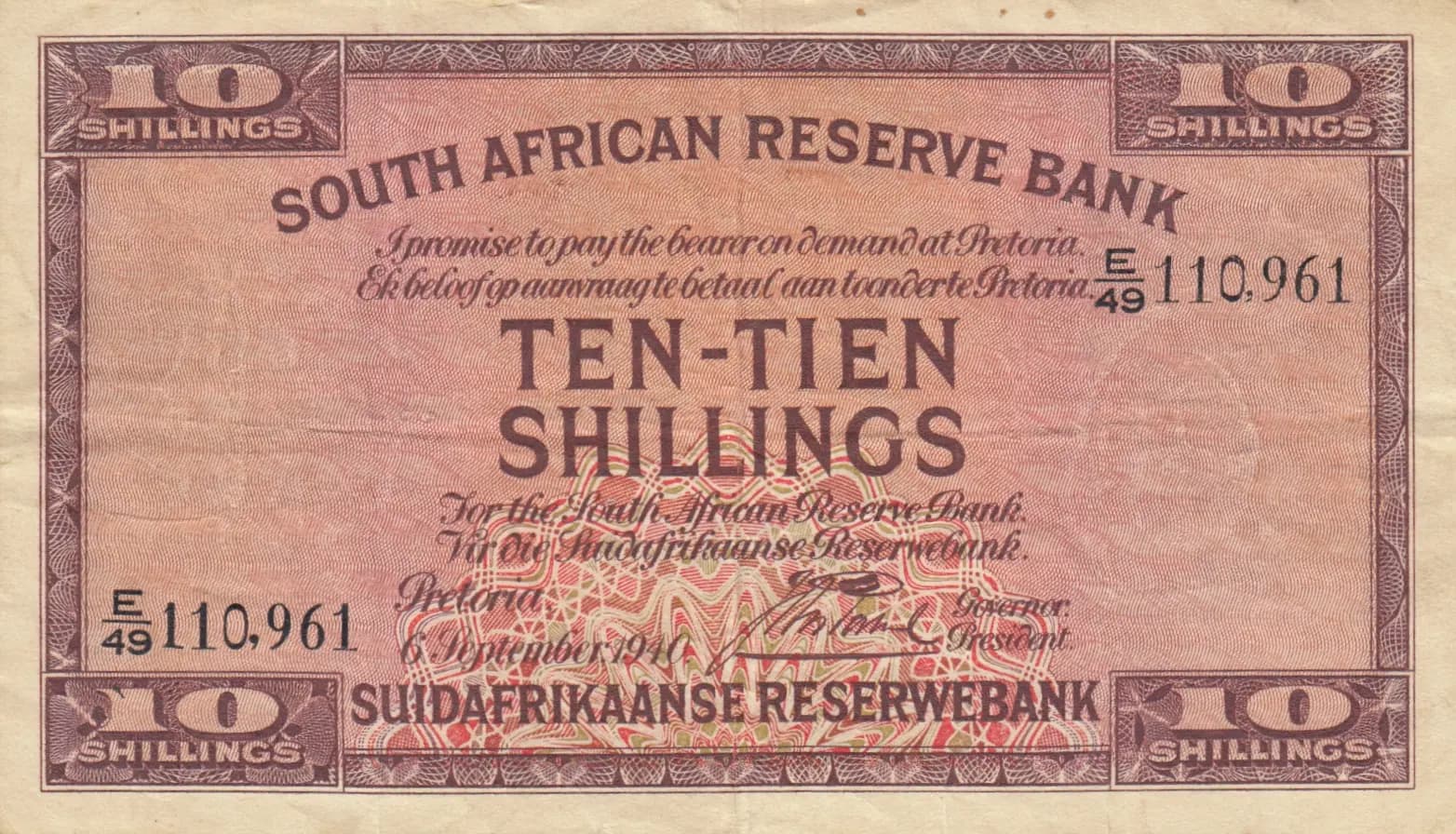 10 shillings 1940 from South Africa, P-82d