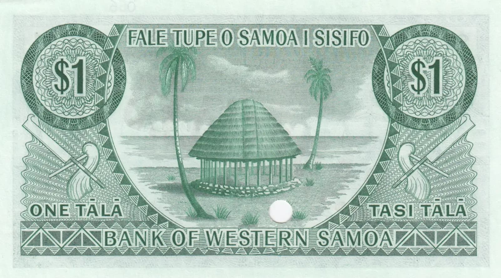 1 tala 1967 specimen from Western Samoa, P-16as (1967) — image 2