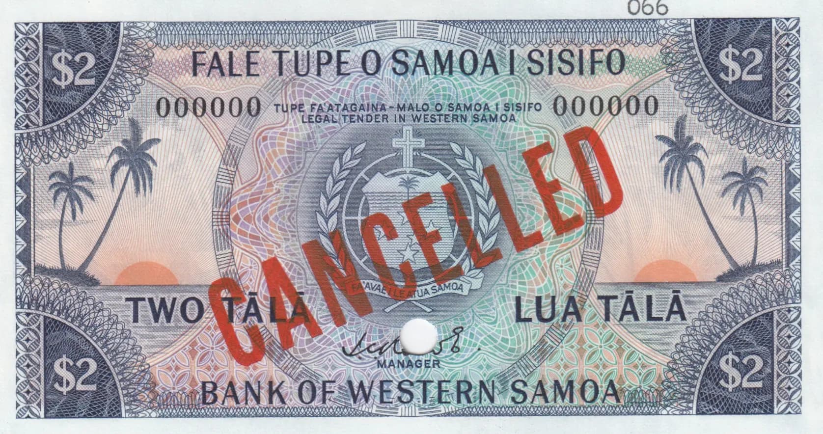 2 tala 1967 specimen from Western Samoa, P-17as (1967) — image 1