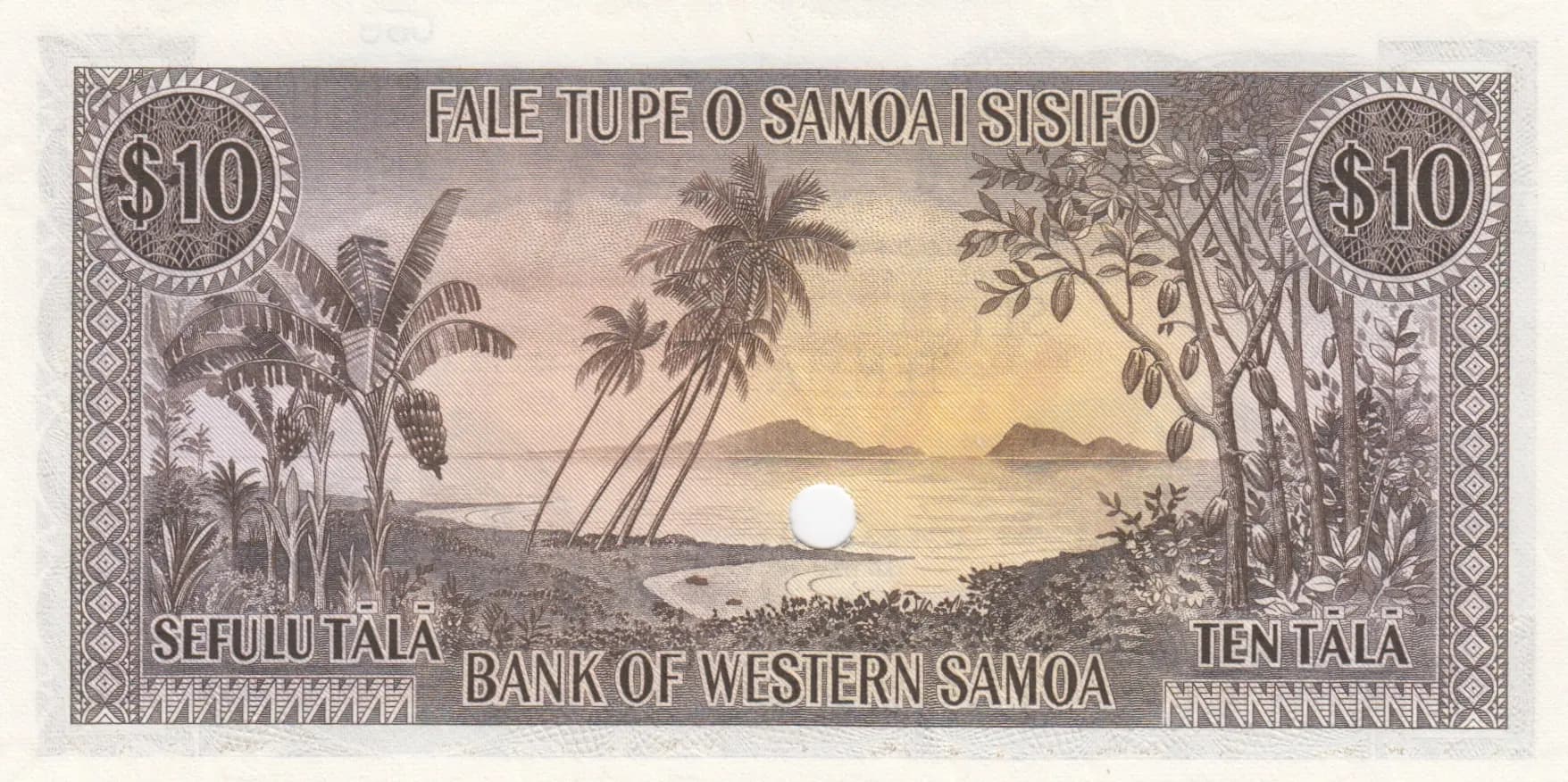 10 tala 1967 specimen from Western Samoa, P-18as (1967) — image 2
