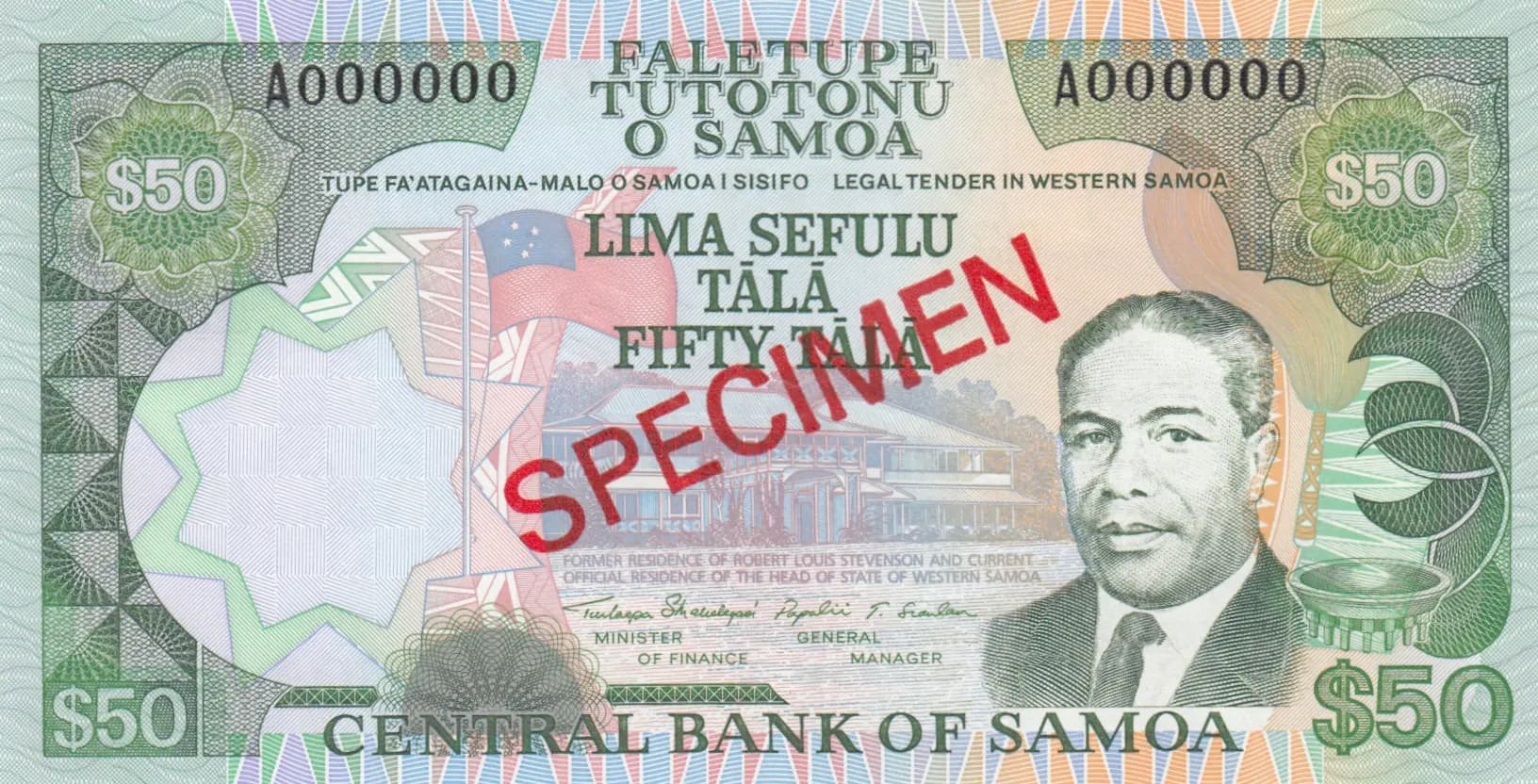 50 tala 1985 from Western Samoa, P-29 (1985) — image 1