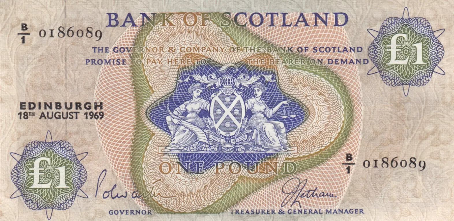 1 pound 1969 from Scotland, P-109b