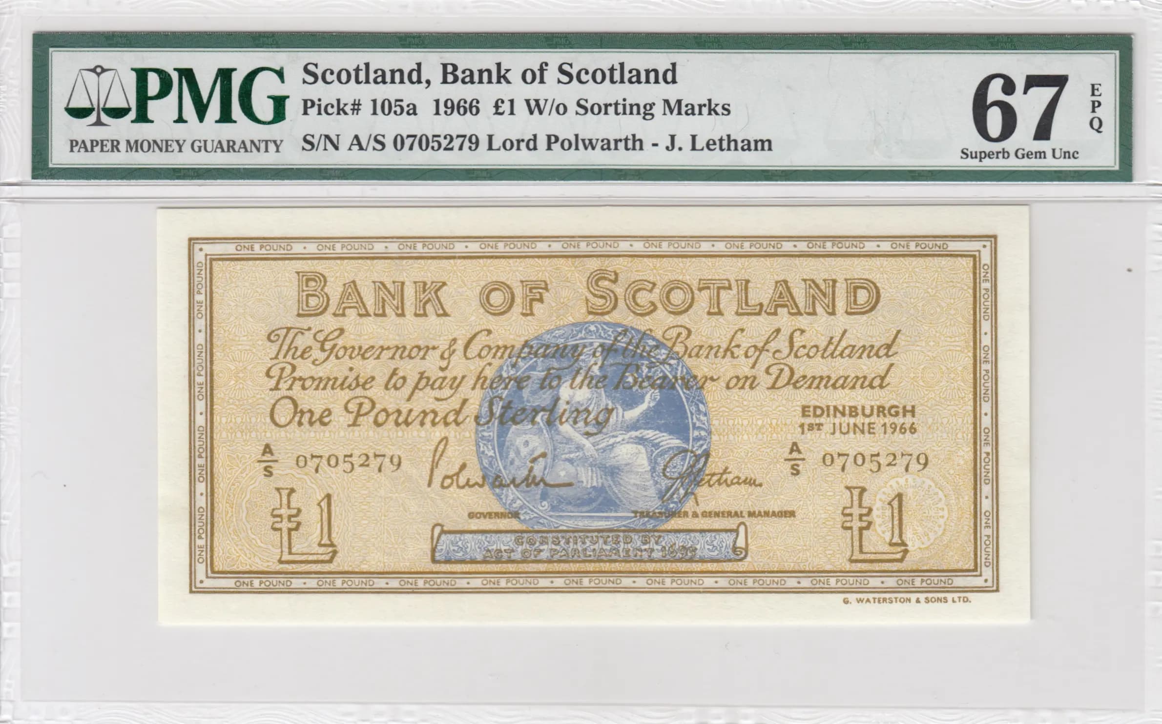 1 pound 1966 from Scotland, P-105a