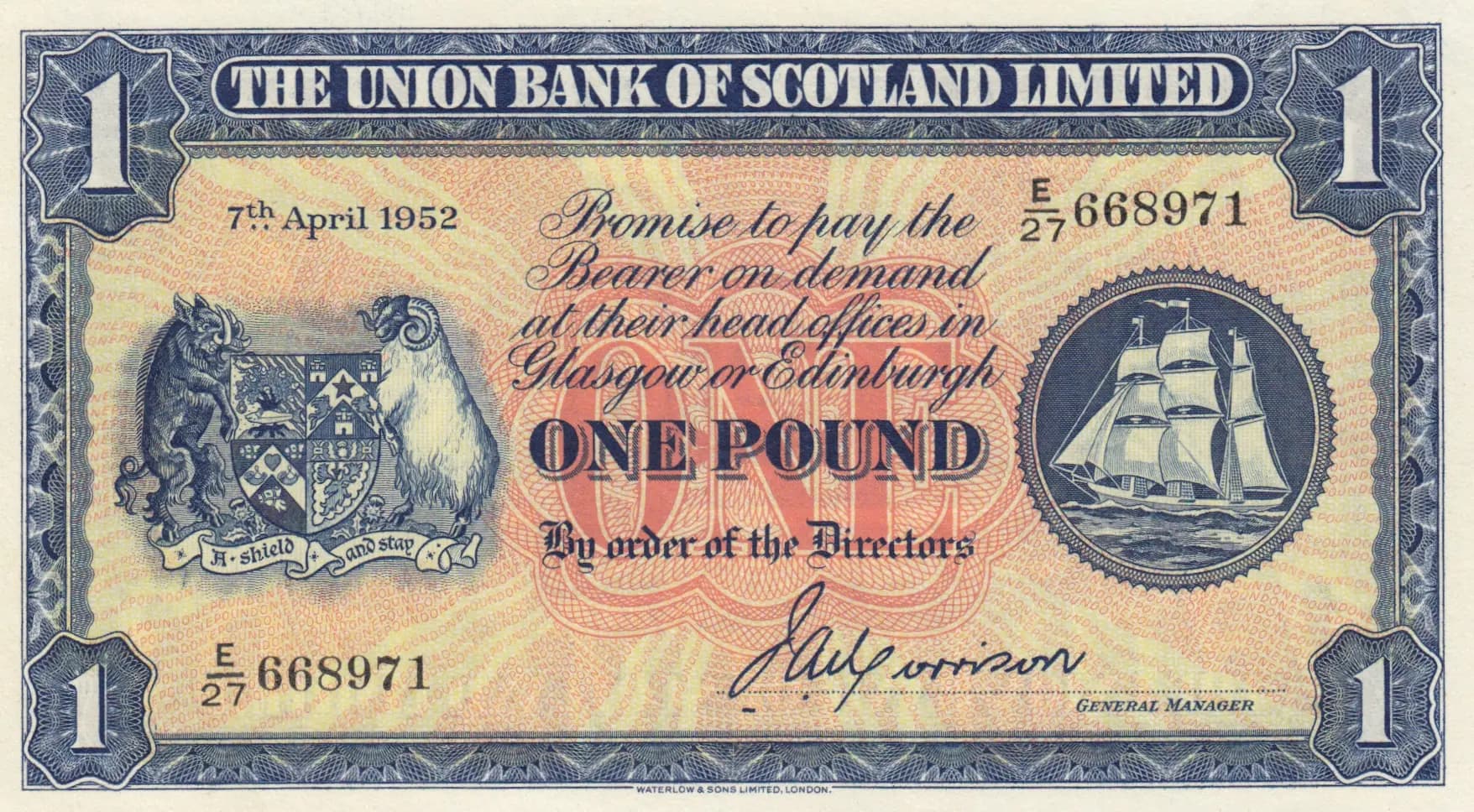 1 pound 1952 from Scotland, P-S816a