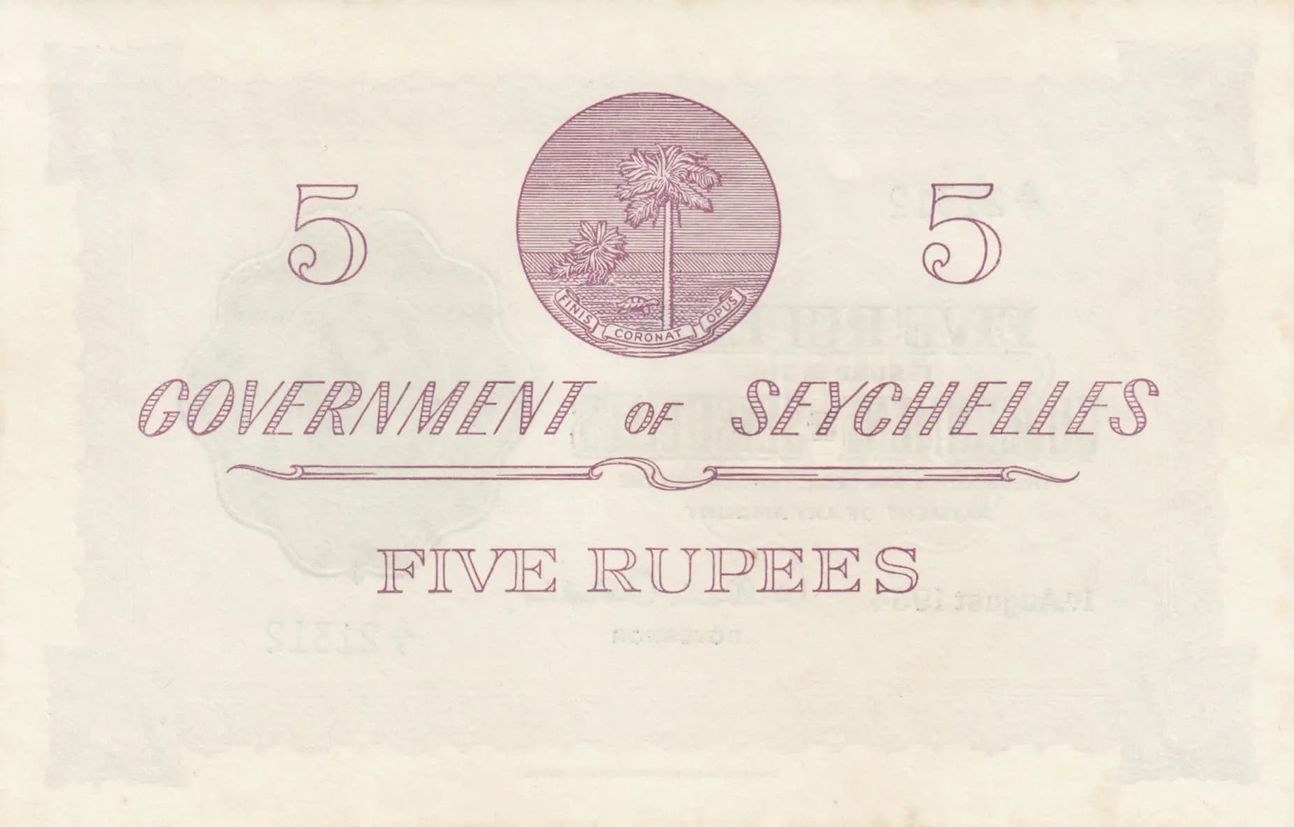 5 rupees 1954 radar from Seychelles , P-11a (1954) — image 2