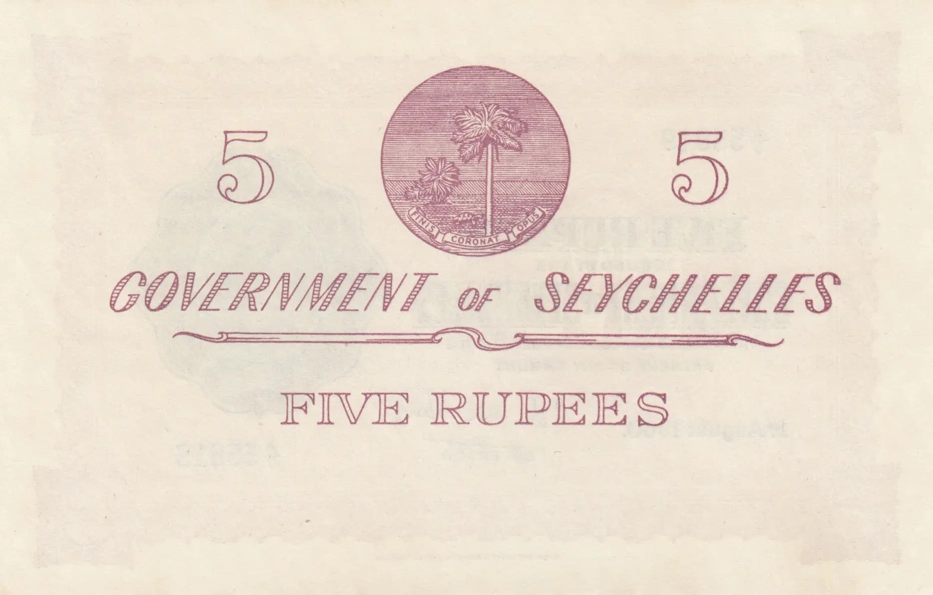 5 rupees 1960 from Seychelles , P-11b (1960) — image 2